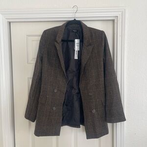 NWT The Workshop Brown Plaid Women’s Blazer size Medium